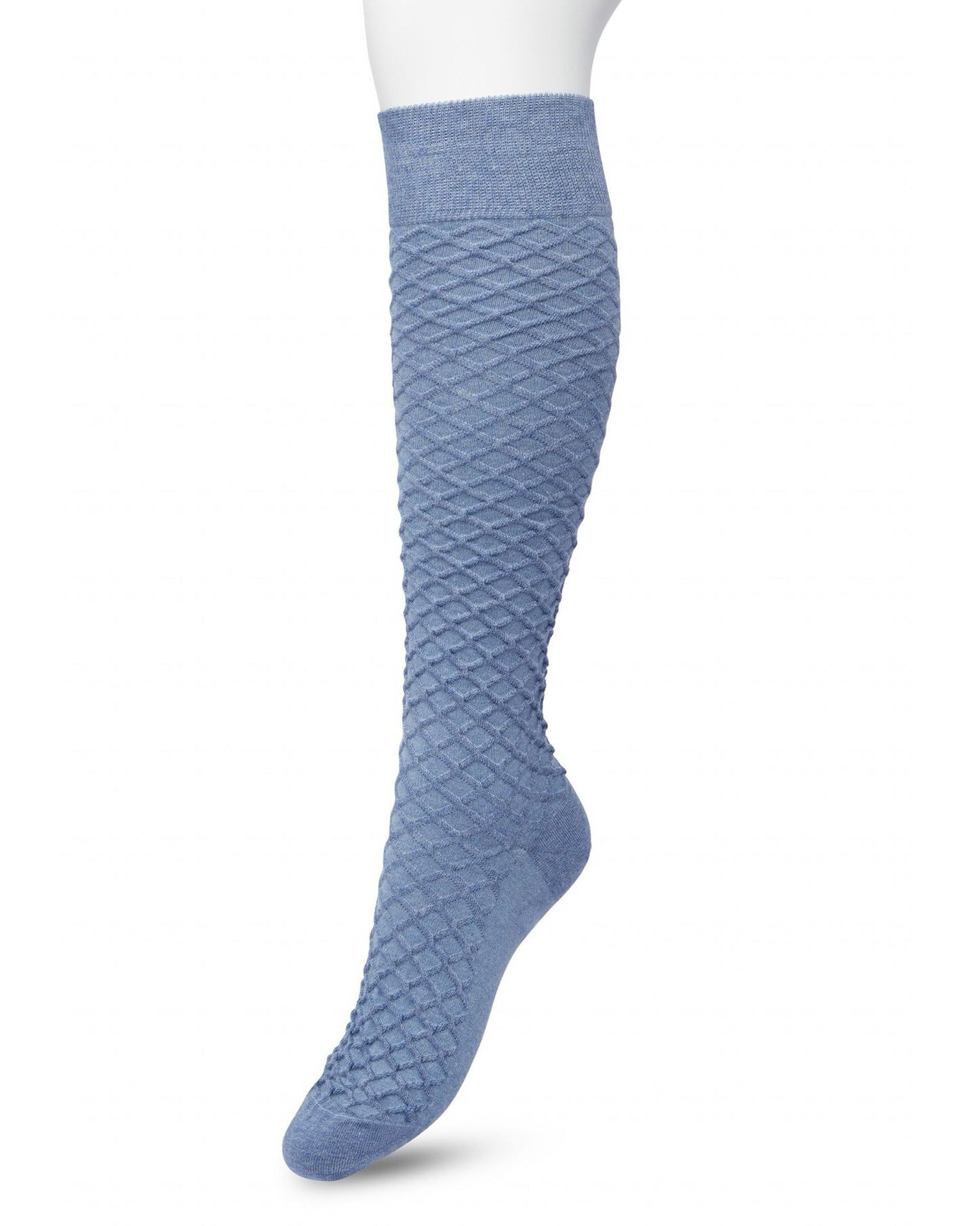 Bonnie Doon BP211506 Cable Knee-highs - Denim blue (denim heather) soft and warm knitted knee-high socks with a criss-cross diamond textured pattern