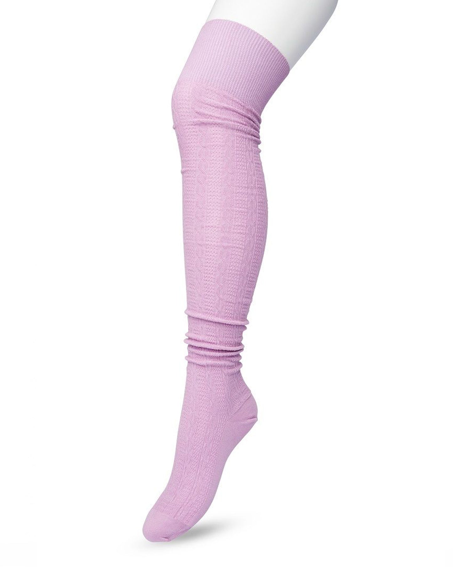 Bonnie Doon Cable Over-Knee Sock - Lilac (lavender mist) cotton knitted over the knee socks with a cable knit style ribbed pattern