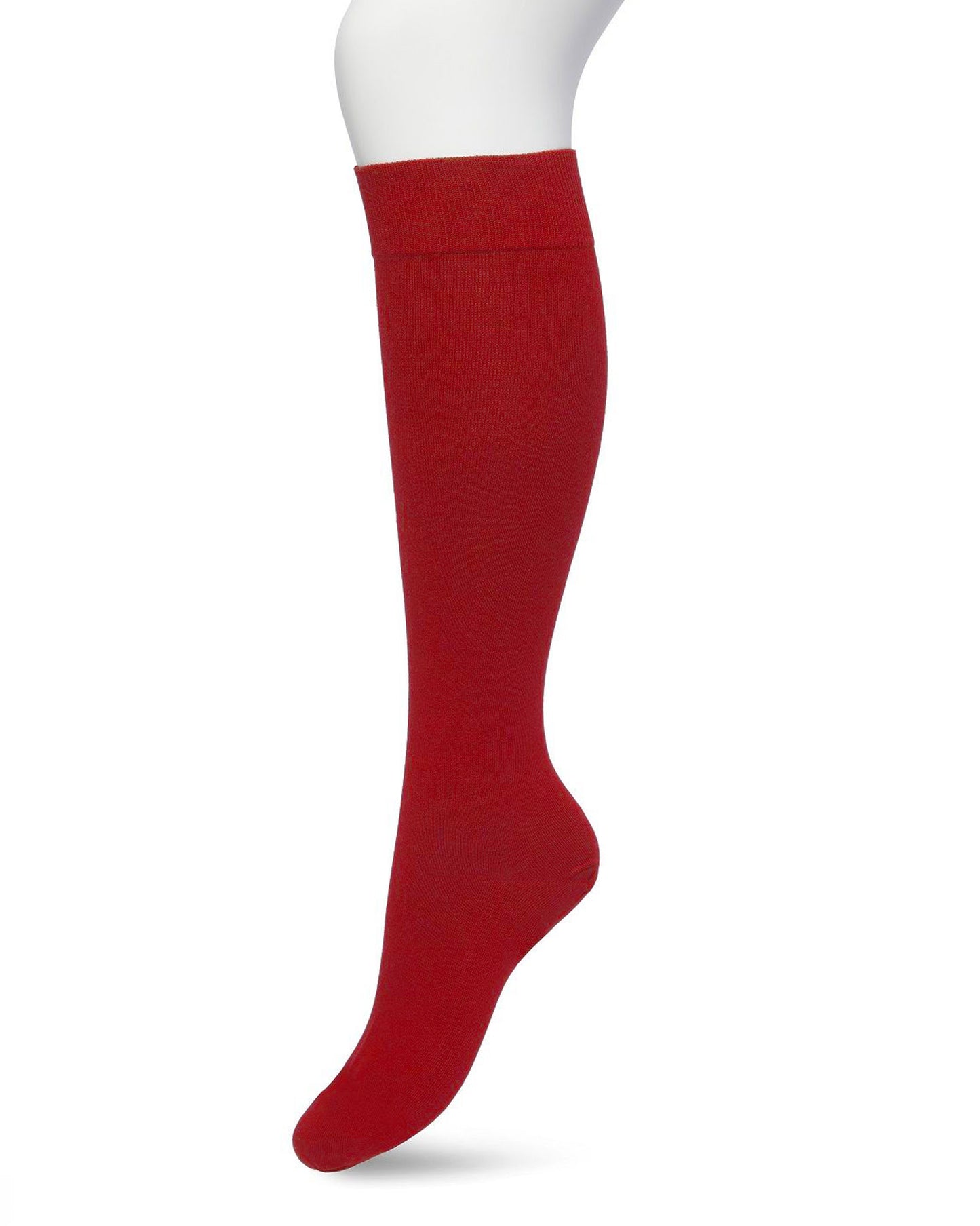 Bonnie Doon 83430 Cotton Knee-Highs - Deep red soft and plain cotton knee length socks with a shaped heel, flat toe seam and deep elasticated comfort cuff.