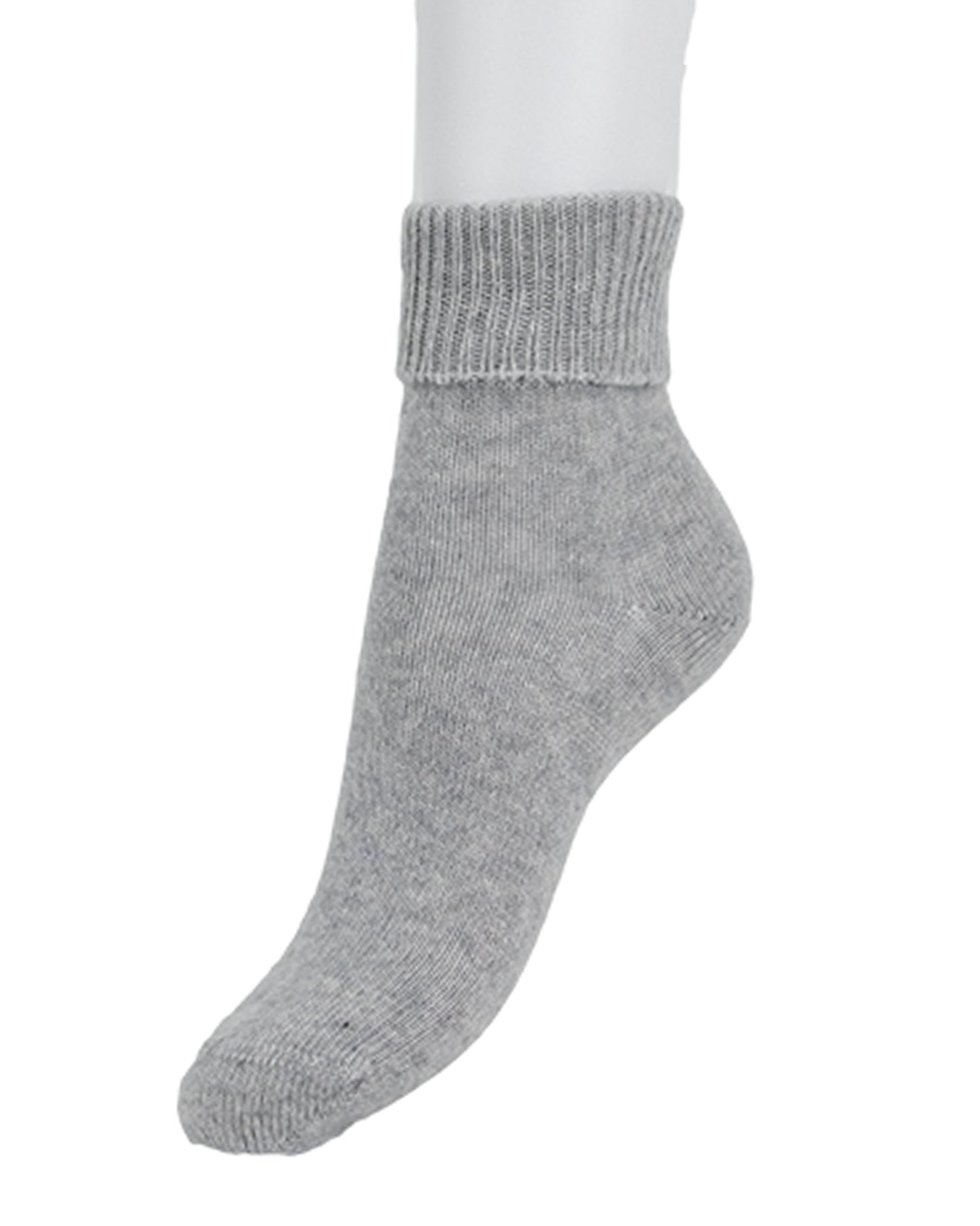 Grey knitted thermal sock on a white background