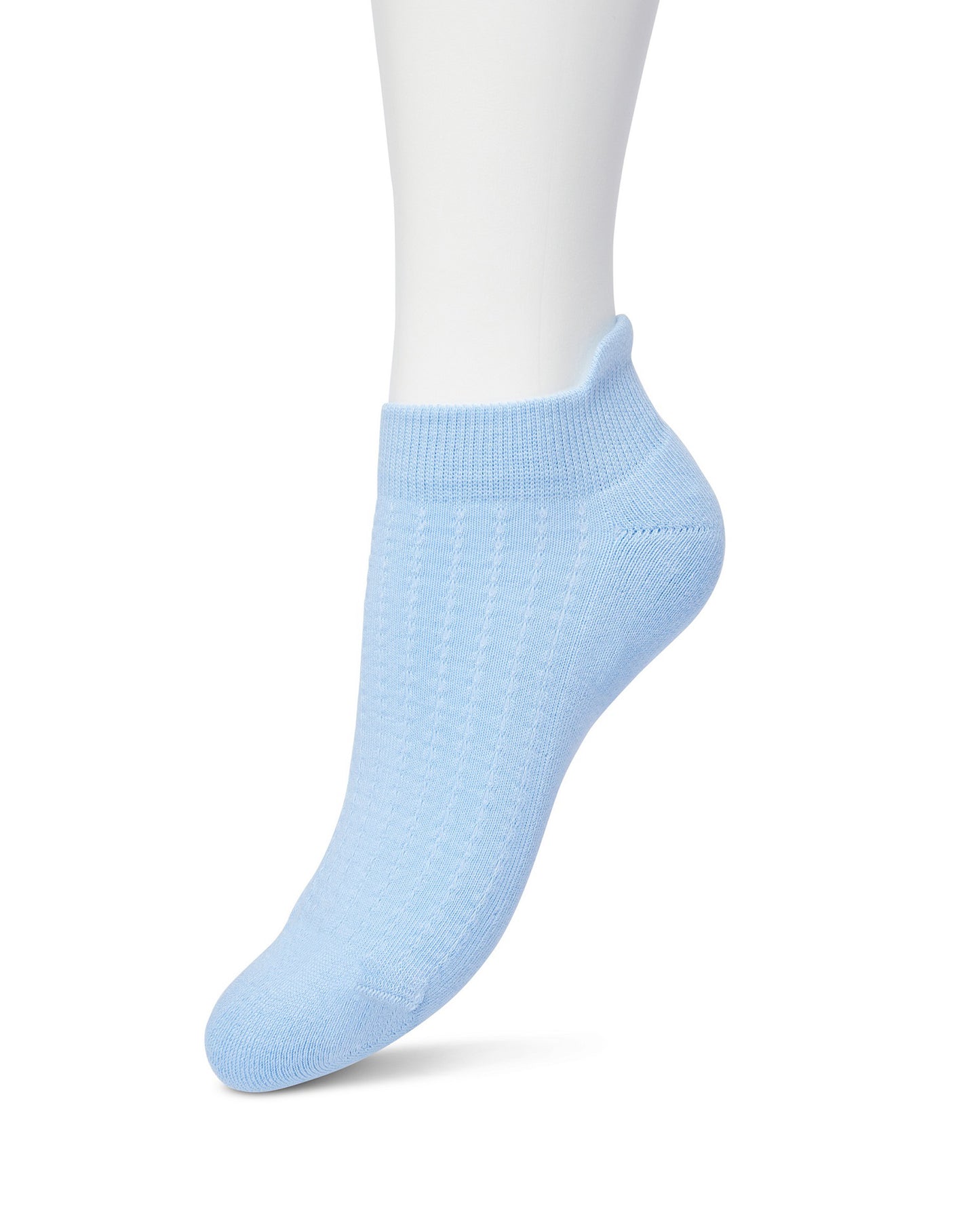Bonnie Doon Deluxe Sneaker Socks (Light Blue) - Low ankle sneaker socks with a terry lined cushion sole, ribbed stripe style pattern, flat toe seam and heal tab.