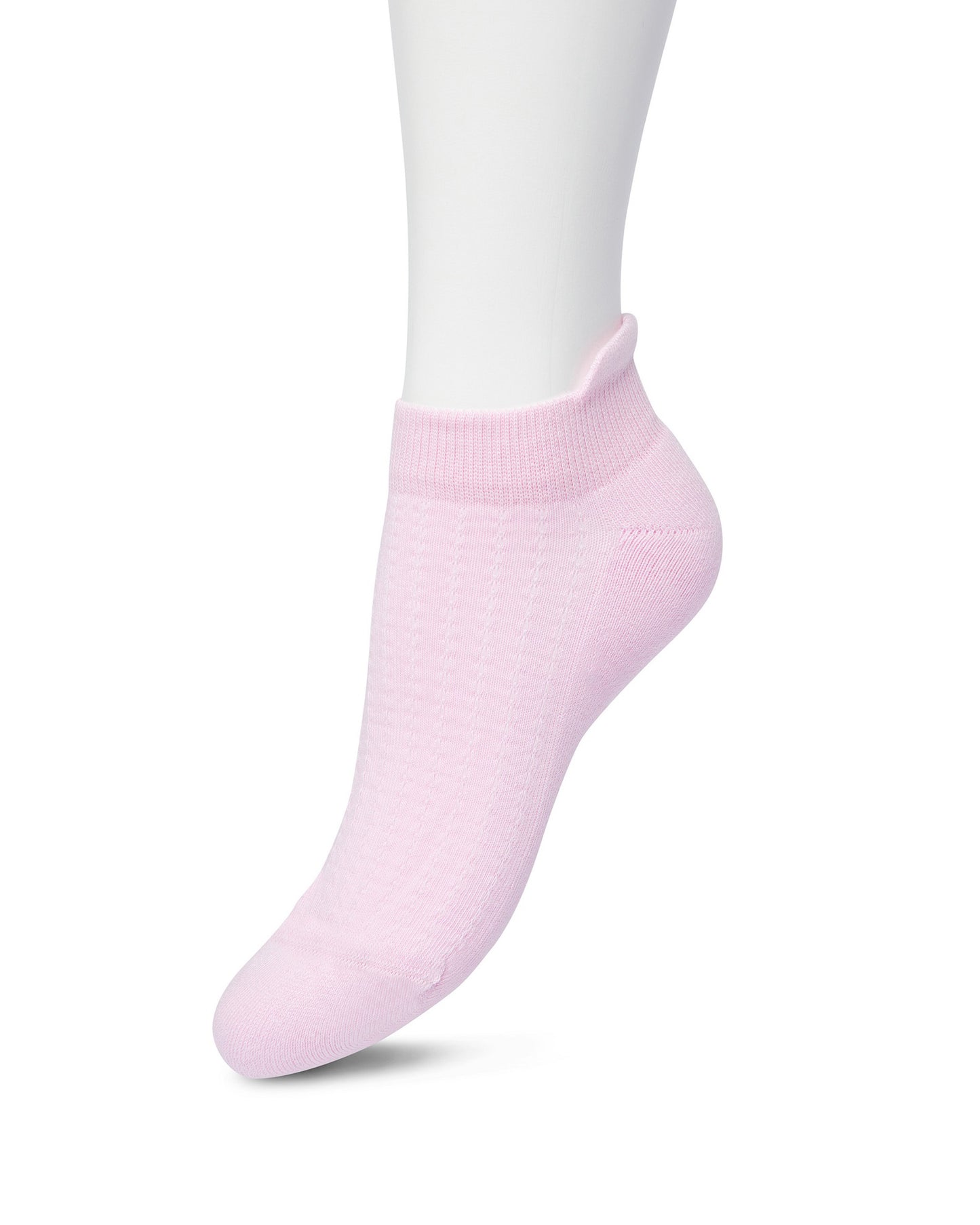 Bonnie Doon Deluxe Sneaker Socks (Light Pink) - Low ankle sneaker socks with a terry lined cushion sole, ribbed stripe style pattern, flat toe seam and heal tab.