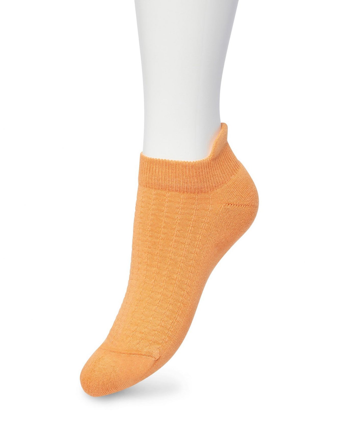 Bonnie Doon Deluxe Sneaker Socks (Light Orange) - Low ankle sneaker socks with a terry lined cushion sole, ribbed stripe style pattern, flat toe seam and heal tab.