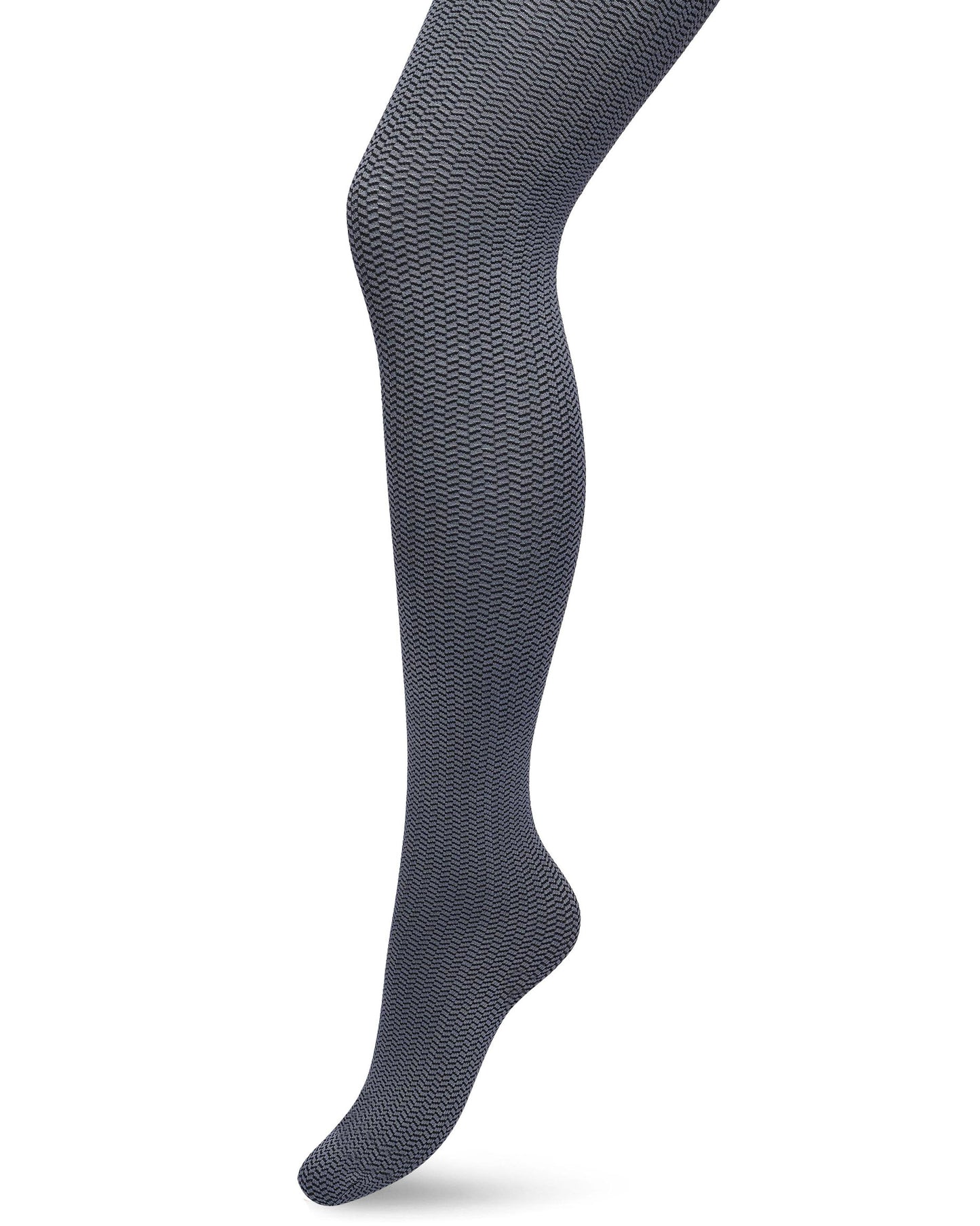 Bonnie Doon Little Herringbone Tights - Grey opaque fashion tights with a black herringbone outline style pattern.