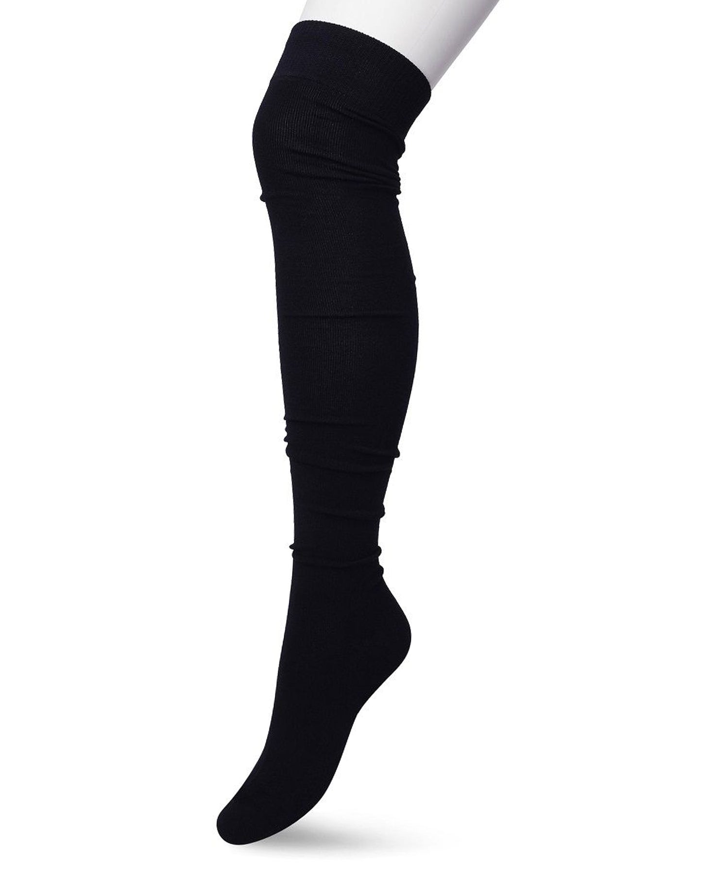Bonnie Doon OTK Cotton Socks - Dark navy thigh high / over-knee socks with deep elasticated cuff, shaped heel and flat toe seams.