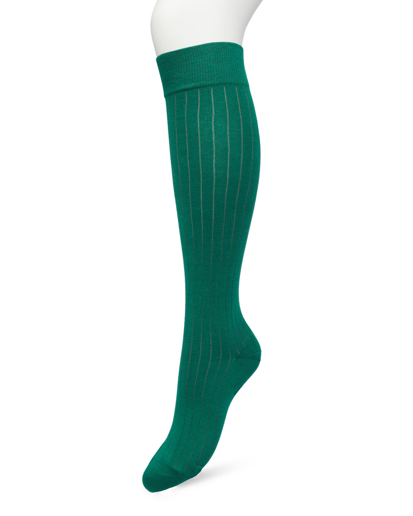Bonnie Doon Rib Knee High Sock - Bottle green knitted rib knee-high sock with shaped heel, flat toe seam and deep elasticated cuff.