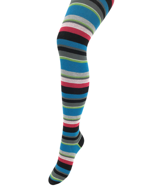 Colorful striped cotton tights on a white background