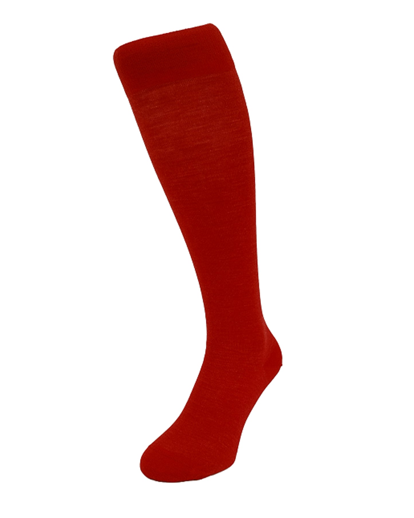 Red knee-high sock on a white background