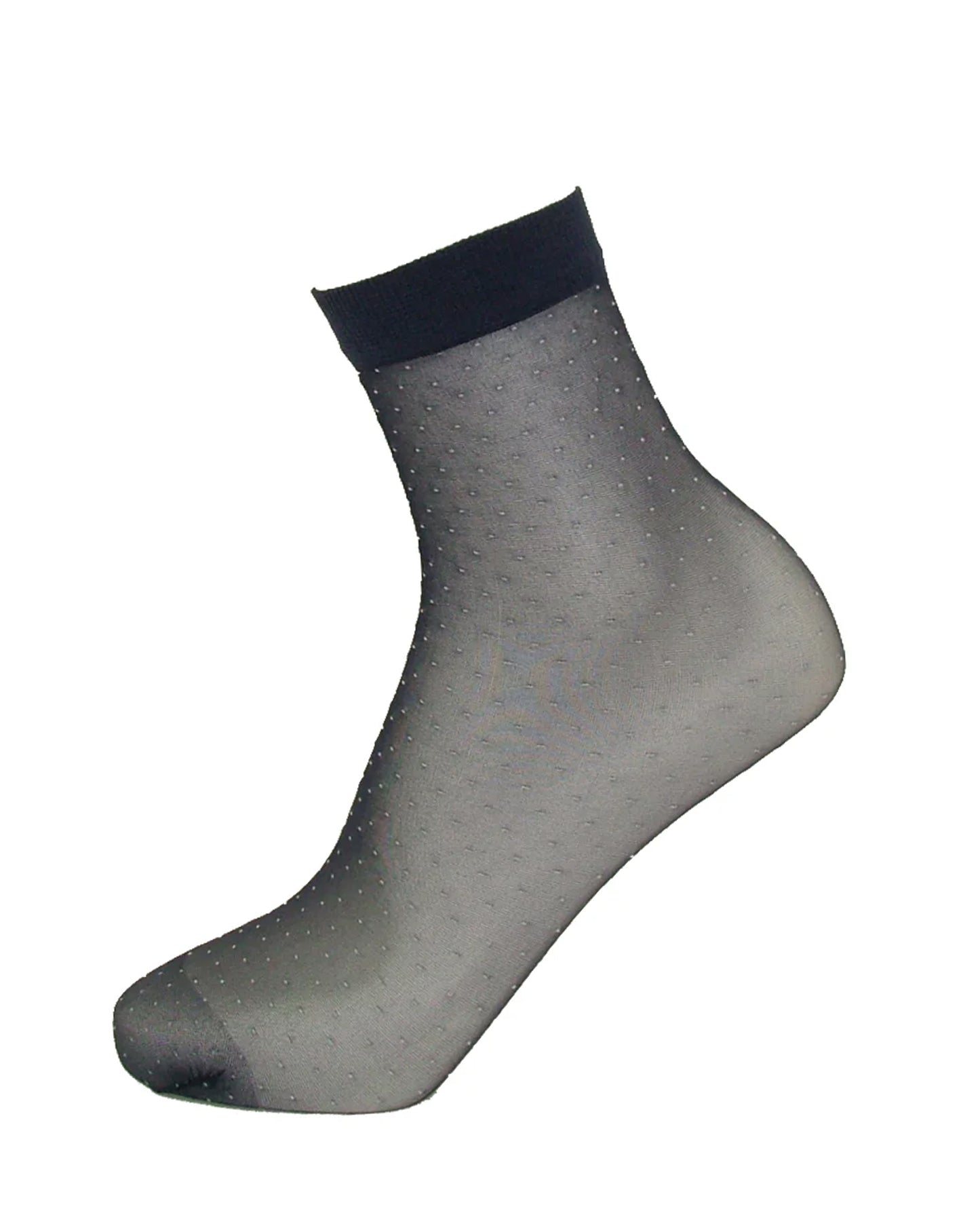 Emilio Cavallini Micro Dots Sock - sheer navy blue fashion ankle socks with white all over micro dot pattern and plain elasticated cuff.