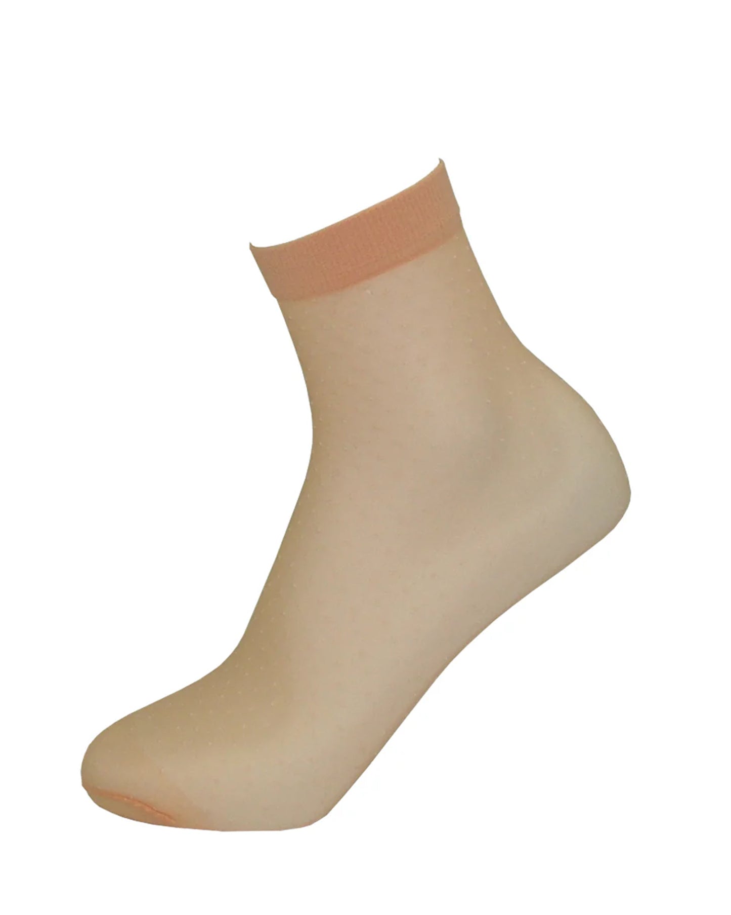 Emilio Cavallini Micro Dots Sock - sheer peach/salmon fashion ankle socks with white all over micro dot pattern and plain elasticated cuff.