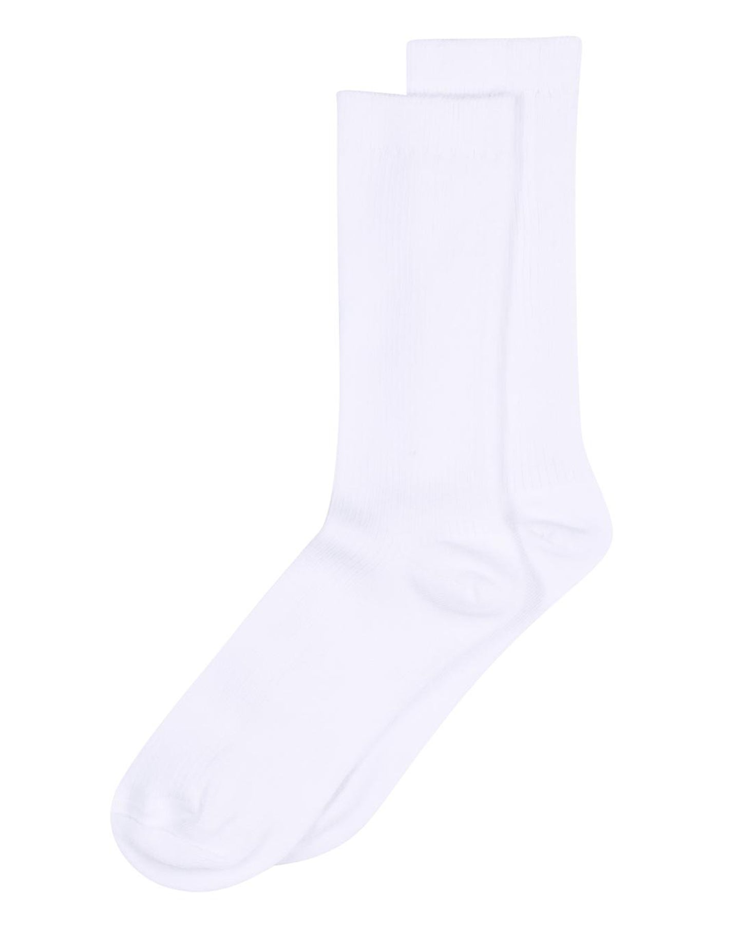 MP Denmark Fine Cotton Rib Sock - Soft and light white ribbed cotton crew length ankle socks with plain cuff, plain sole, shaped heel and flat toe seam.