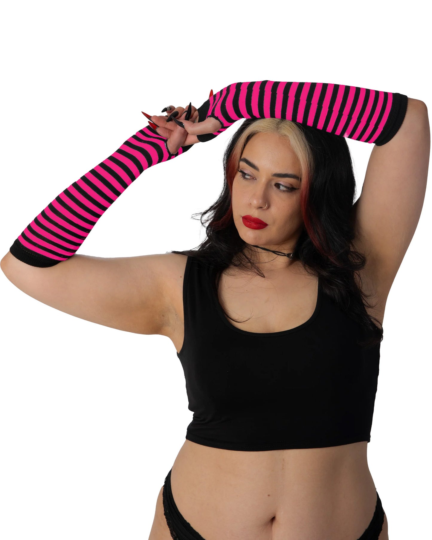 Striped Fingerless Gloves
