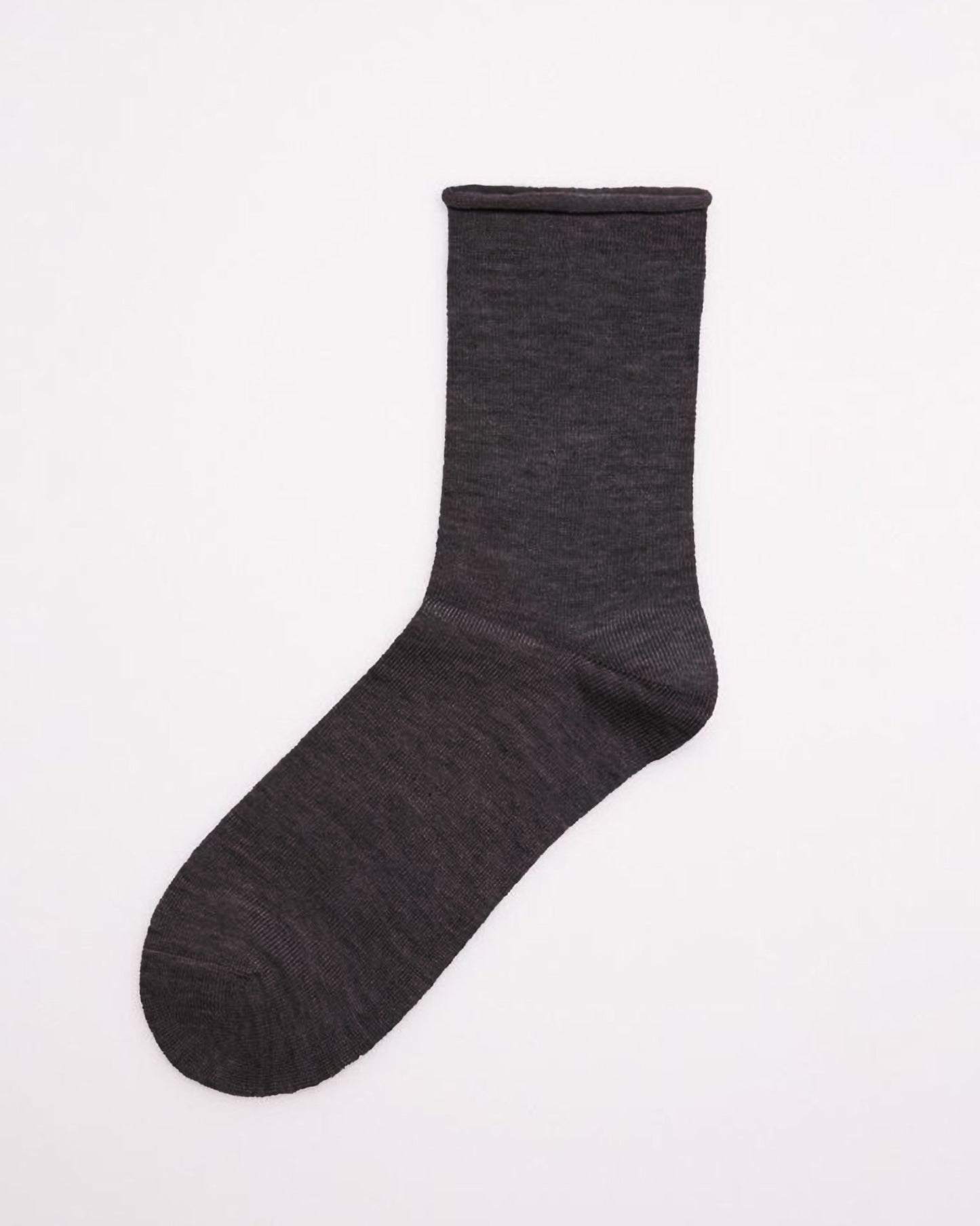Ysabel Mora 12347 Bambú Sin Puno Sock - Dark fleck grey no cuff roll top quarter high bamboo socks with shaped heel and flat toe seam.