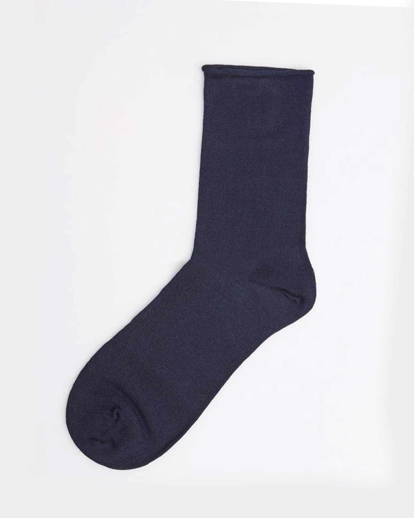 Ysabel Mora 12347 Bambú Sin Puno Sock - Navy blue no cuff roll top quarter high bamboo socks with shaped heel and flat toe seam.