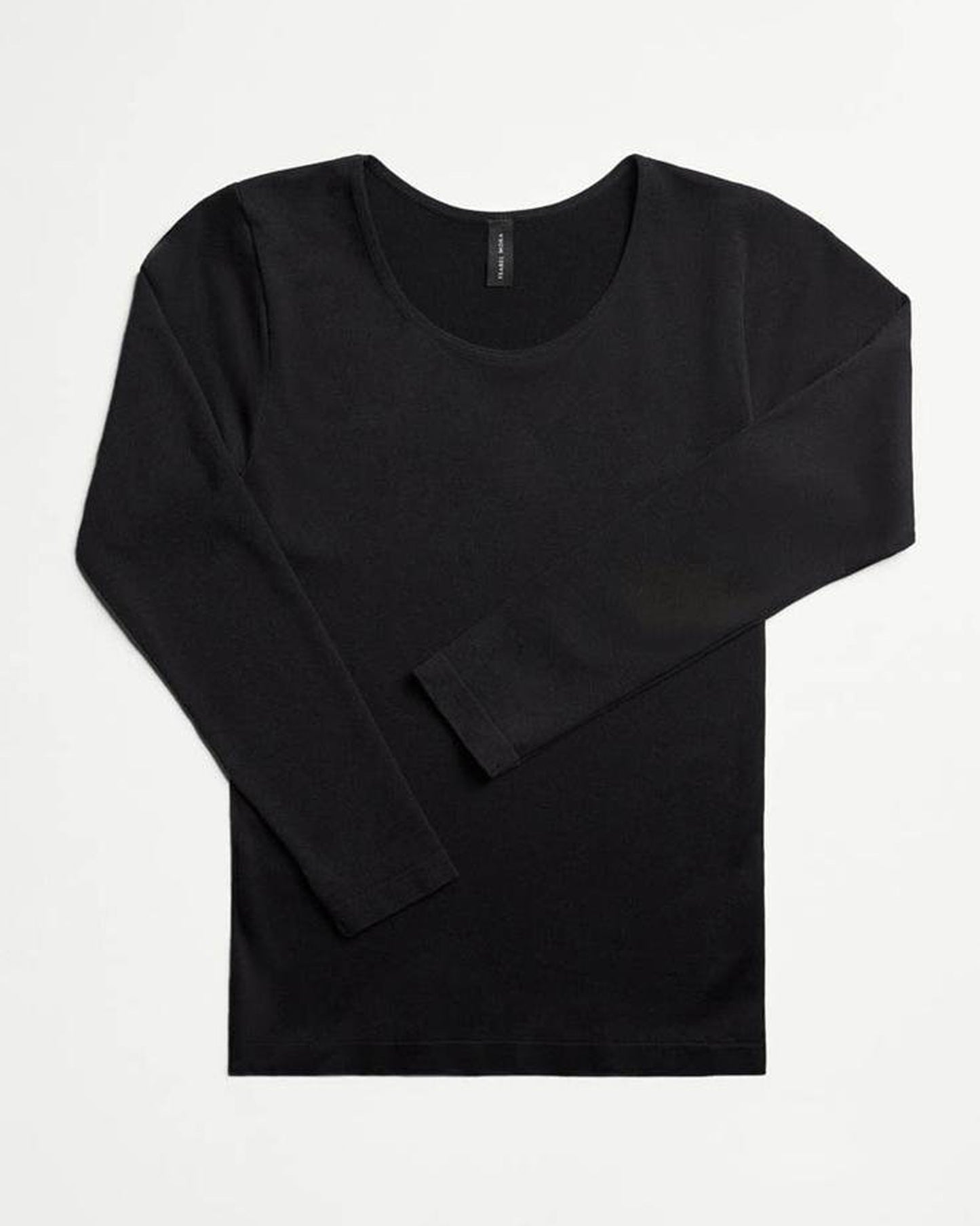 Ysabel Mora Long Sleeve Top - Black soft and stretchy microfibre top with round neck and long sleeves, perfect for wearing as a base layer or on its own.