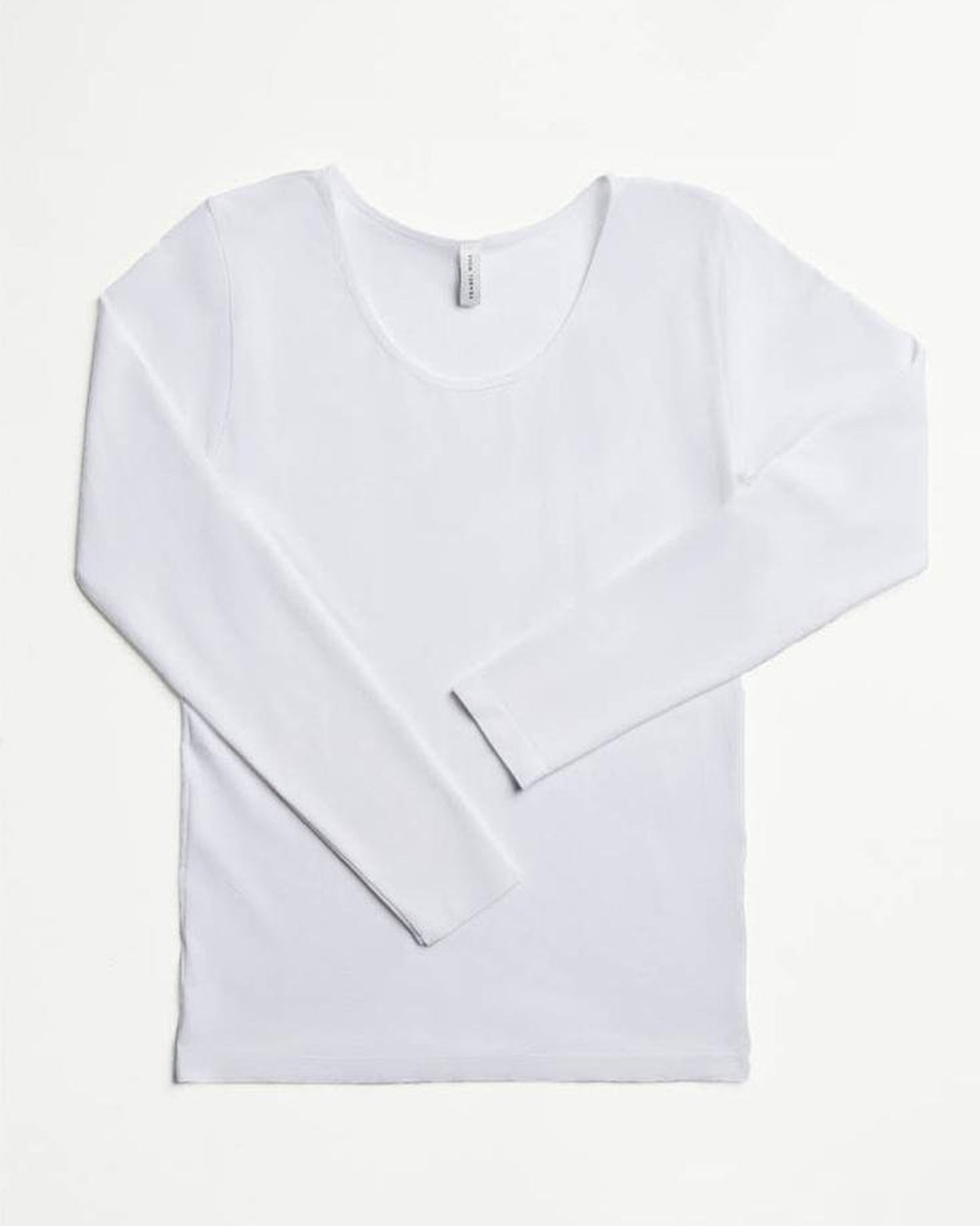 Ysabel Mora Long Sleeve Top - White soft and stretchy microfibre top with round neck and long sleeves, perfect for wearing as a base layer or on its own.