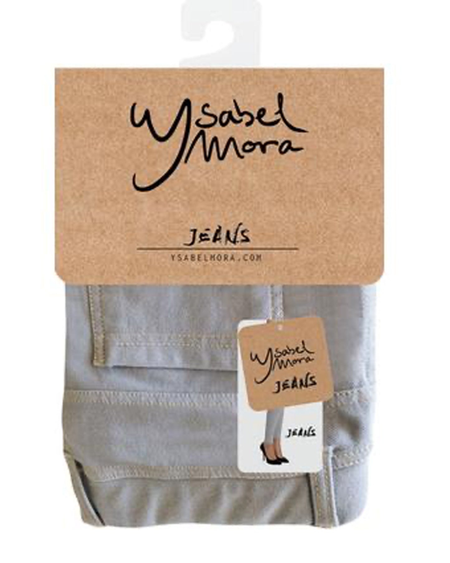 Ysabel Mora - 70213 Ripped Distressed Jeans - light grey stretch cotton jeans/jeggings in brown packaging.
