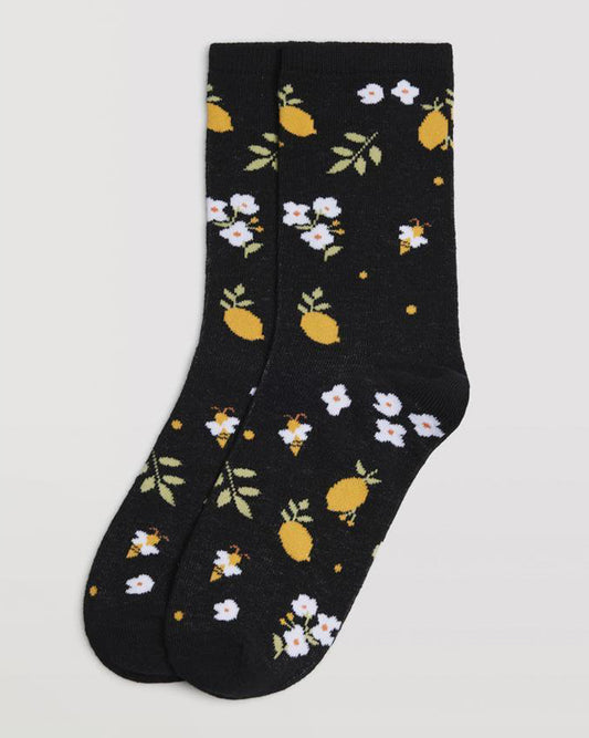 Lemon & Bees Floral Socks