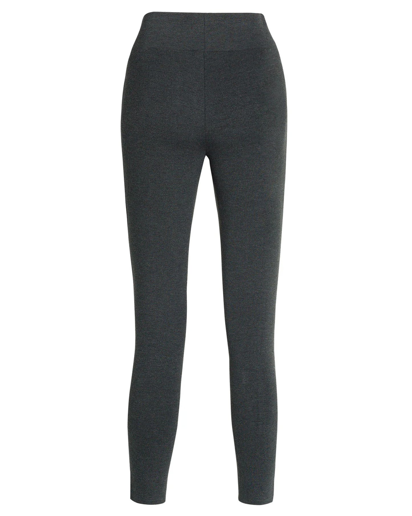 Ysabel Mora 70273 Leggings - Dark fleck grey jodhpur style high waisted leggings with silver side zips, raised centre seam down the leg and deep slimming waist band. Back view.