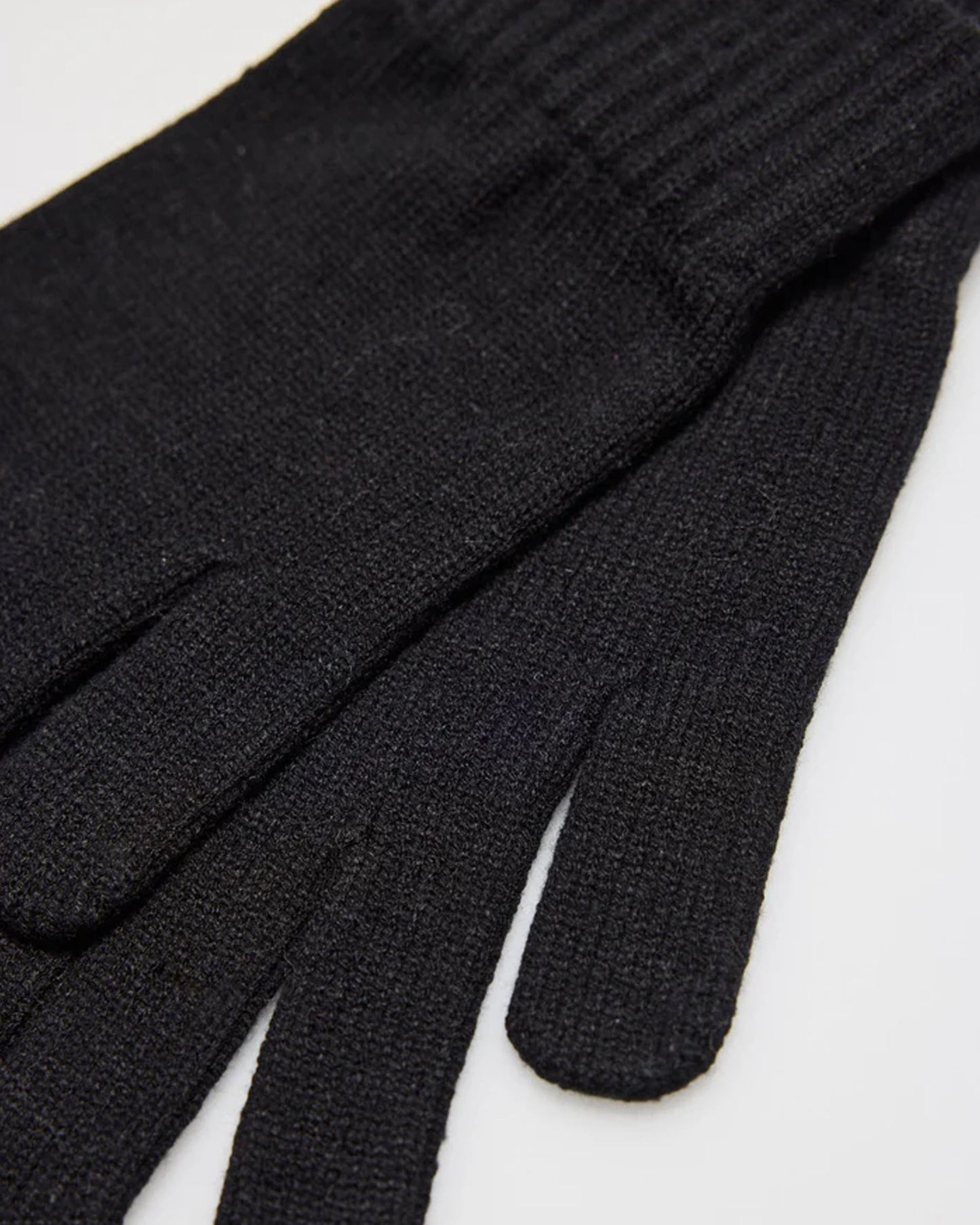 Ysabel Mora Knitted Gloves - Plain black knitted soft and warm knitted gloves with a deep elasticated cuff.