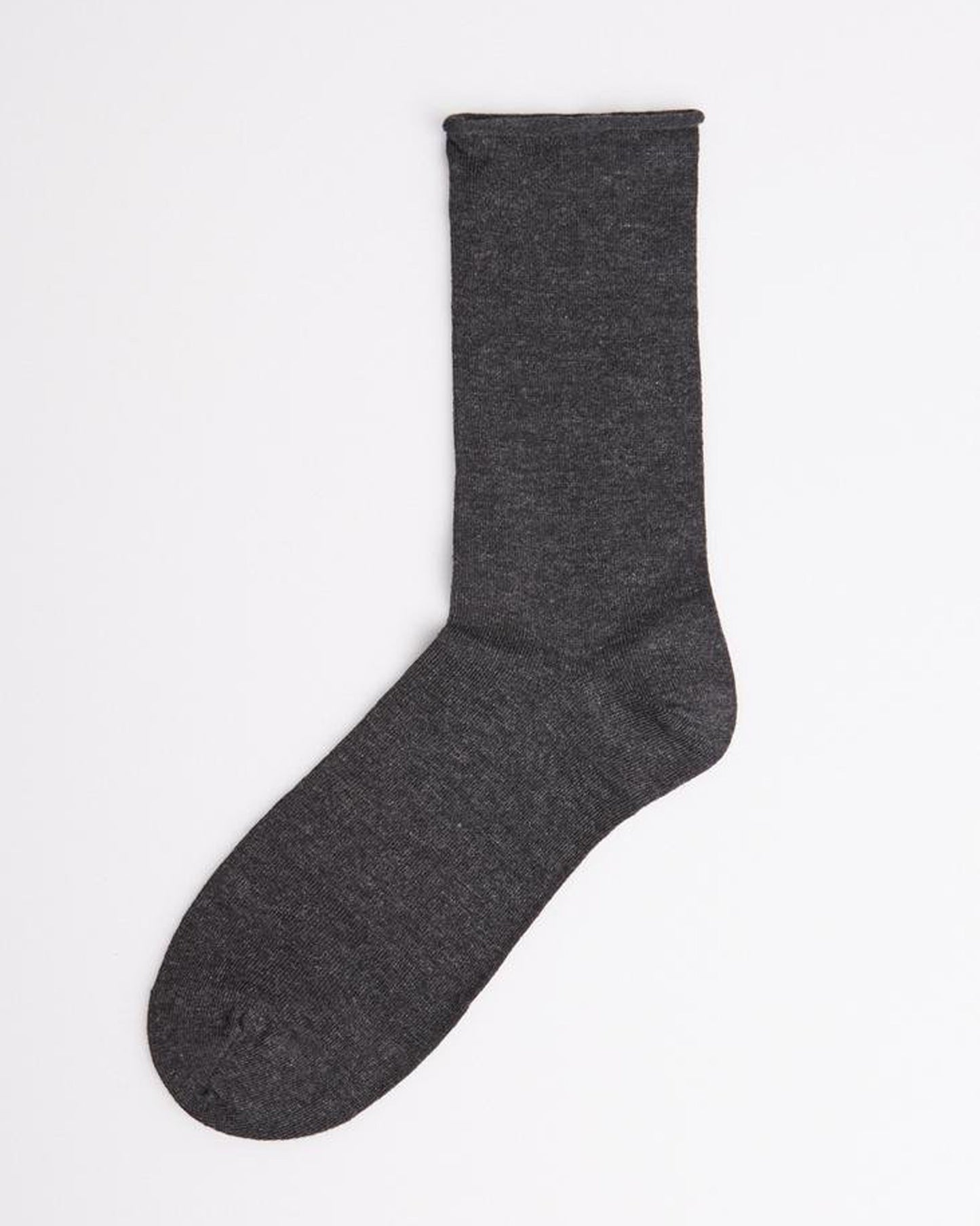 Ysabel Mora Bambu Sin Puno - dark grey no cuff soft roll top bamboo ankle socks, breathable and cool in the Summer, warm in the Winter