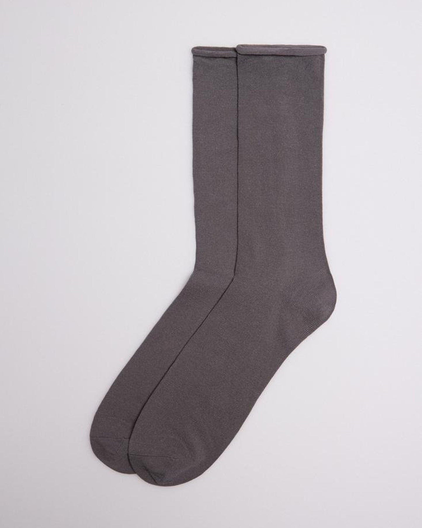Ysabel Mora Bambu Sin Puno - grey no cuff soft roll top bamboo ankle socks, breathable and cool in the Summer, warm in the Winter