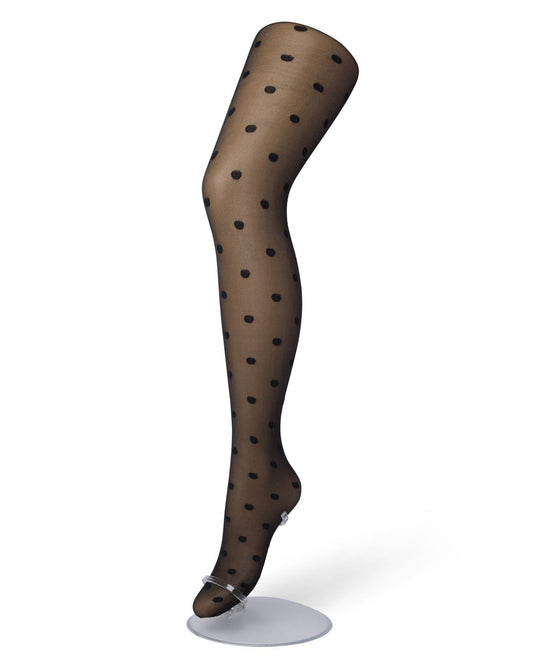Bonnie Doon BP201910 Little Dots Tights - Sheer black fashion tights with an all over woven polka dot pattern and sheer toe.
