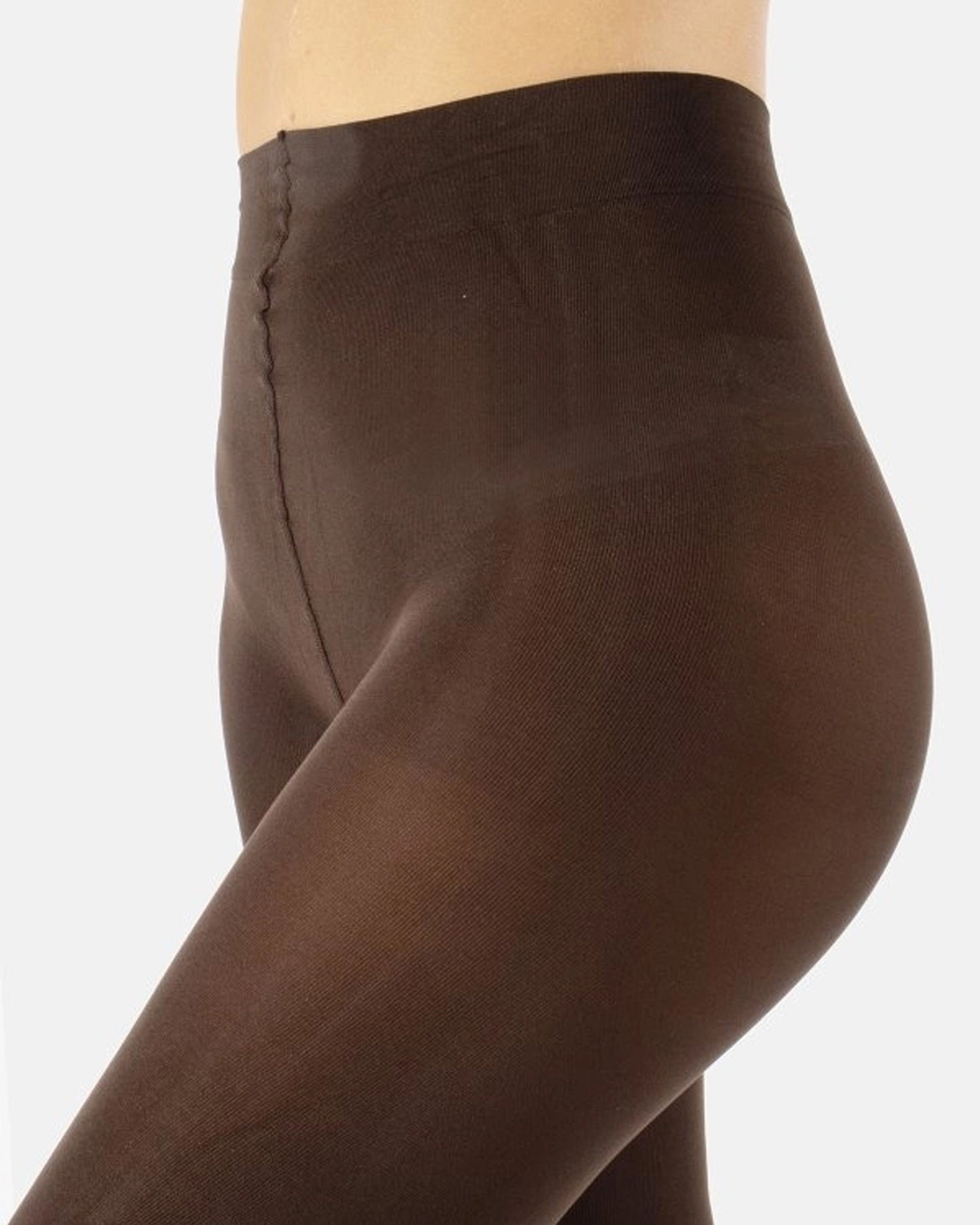 Calzitaly 80 Den Footless Tights - Plain brown matte opaque footless tights with flat seams and cotton gusset.