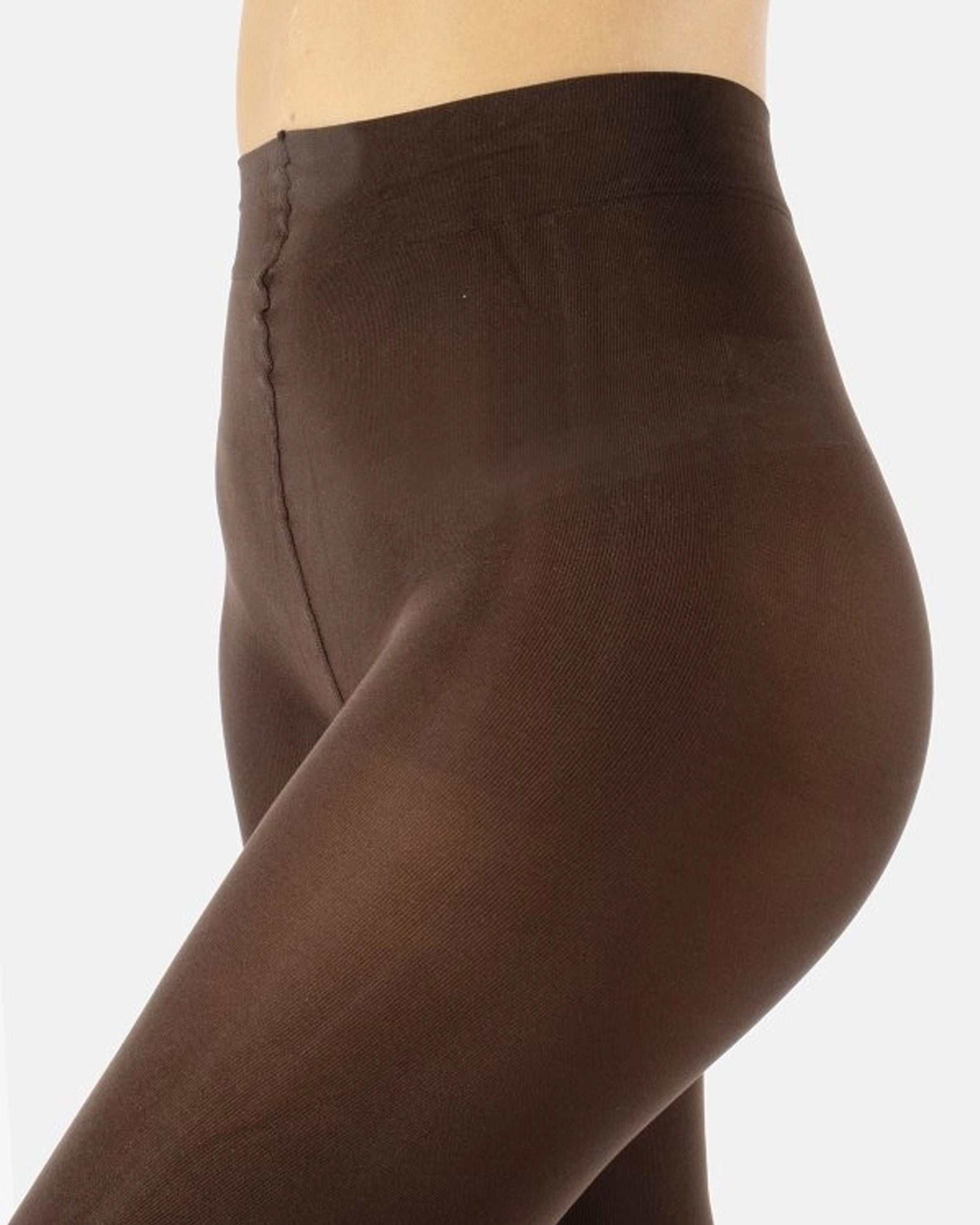 Calzitaly 80 Den Footless Tights - Plain brown matte opaque footless tights with flat seams and cotton gusset.