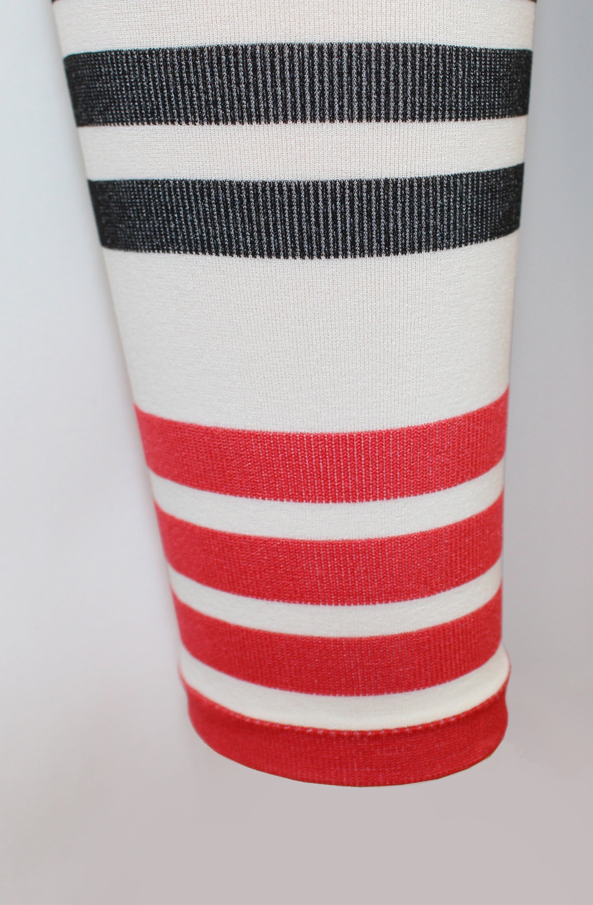 Omsa Popeye Pantacollant - Soft ivory opaque kid's footless tights with a red and black horizontal stripe pattern.