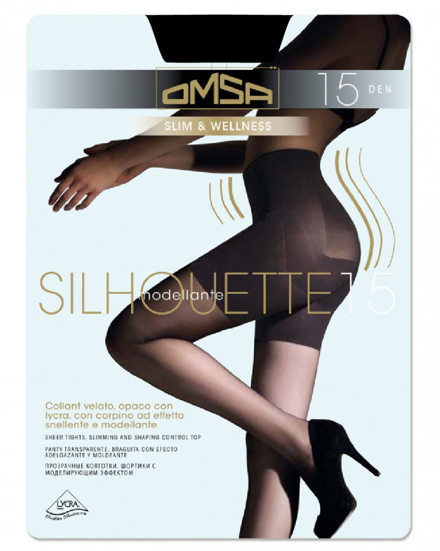 Omsa Silhouette 15 Collant Packaging - Slimming & Wellness Sheer Control-Top Tights in black, nude, tan