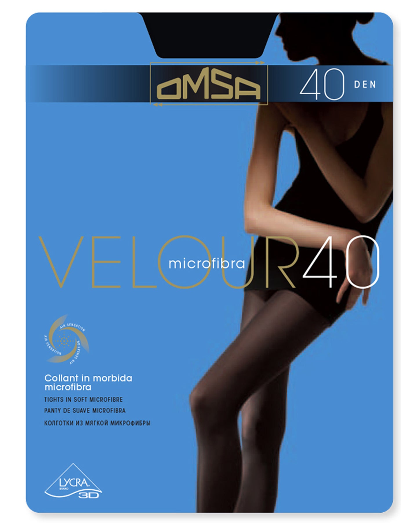Omsa Velour 40 Collant Pack - soft matte microfibre semi-opaque tights in black