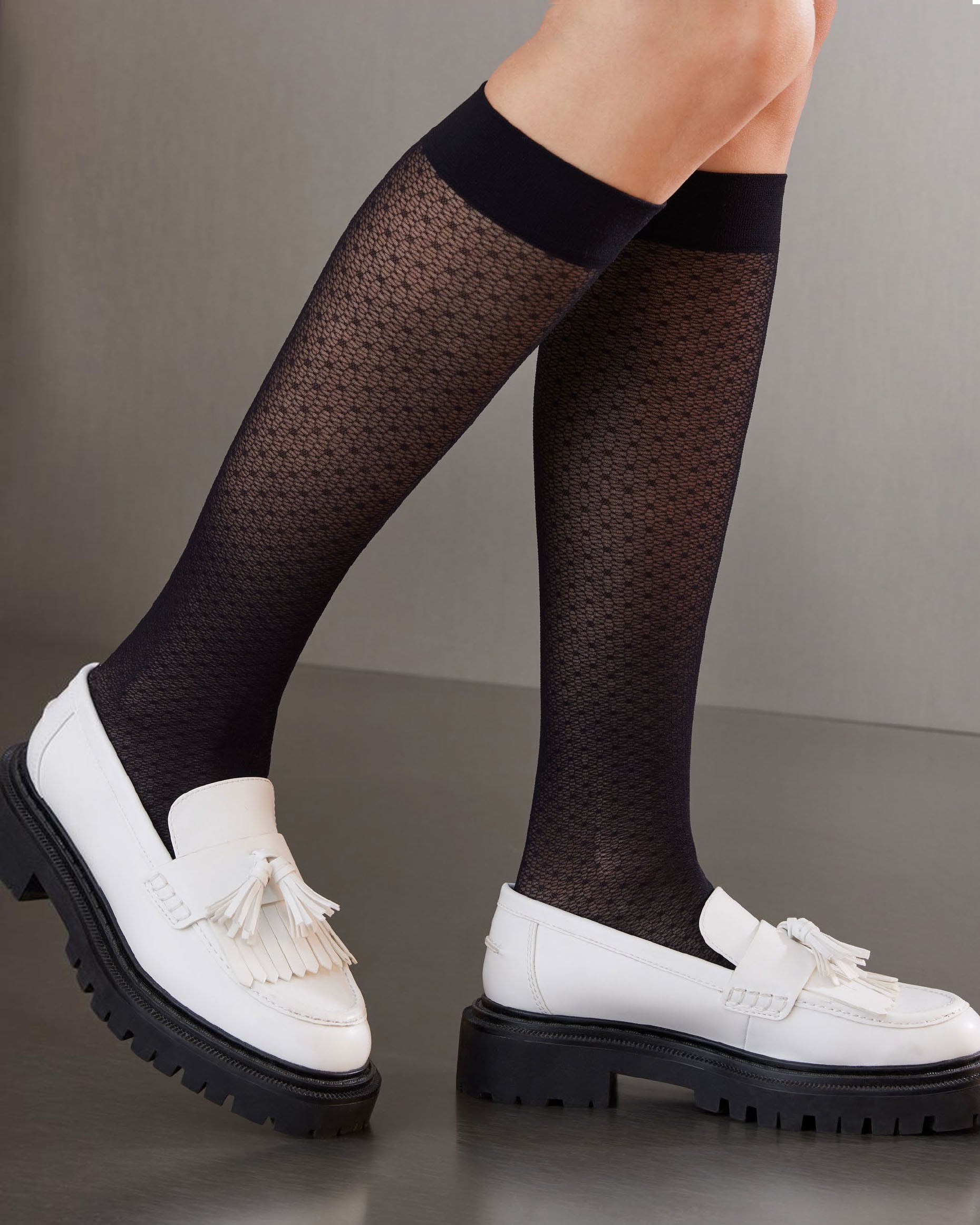 Fashion Loafers With Tights SiSi Point Gambaletto Patterned Knee
