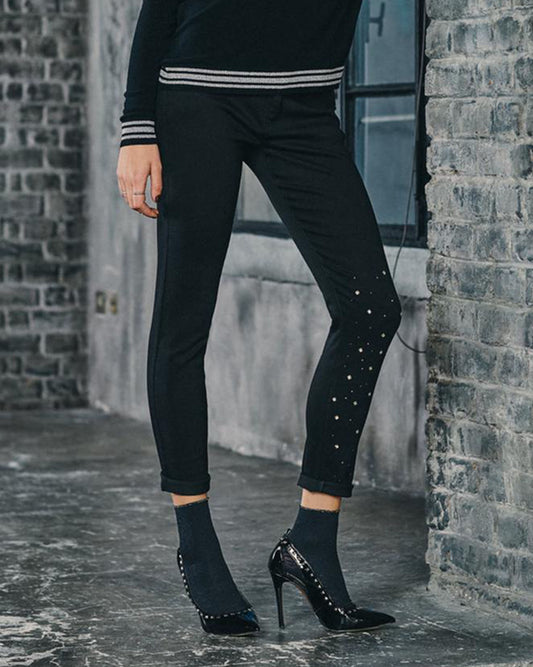 SiSi Y603SI Strass Pantalone - black fashion jeggings with sparkly diamanté crystal rhinestones