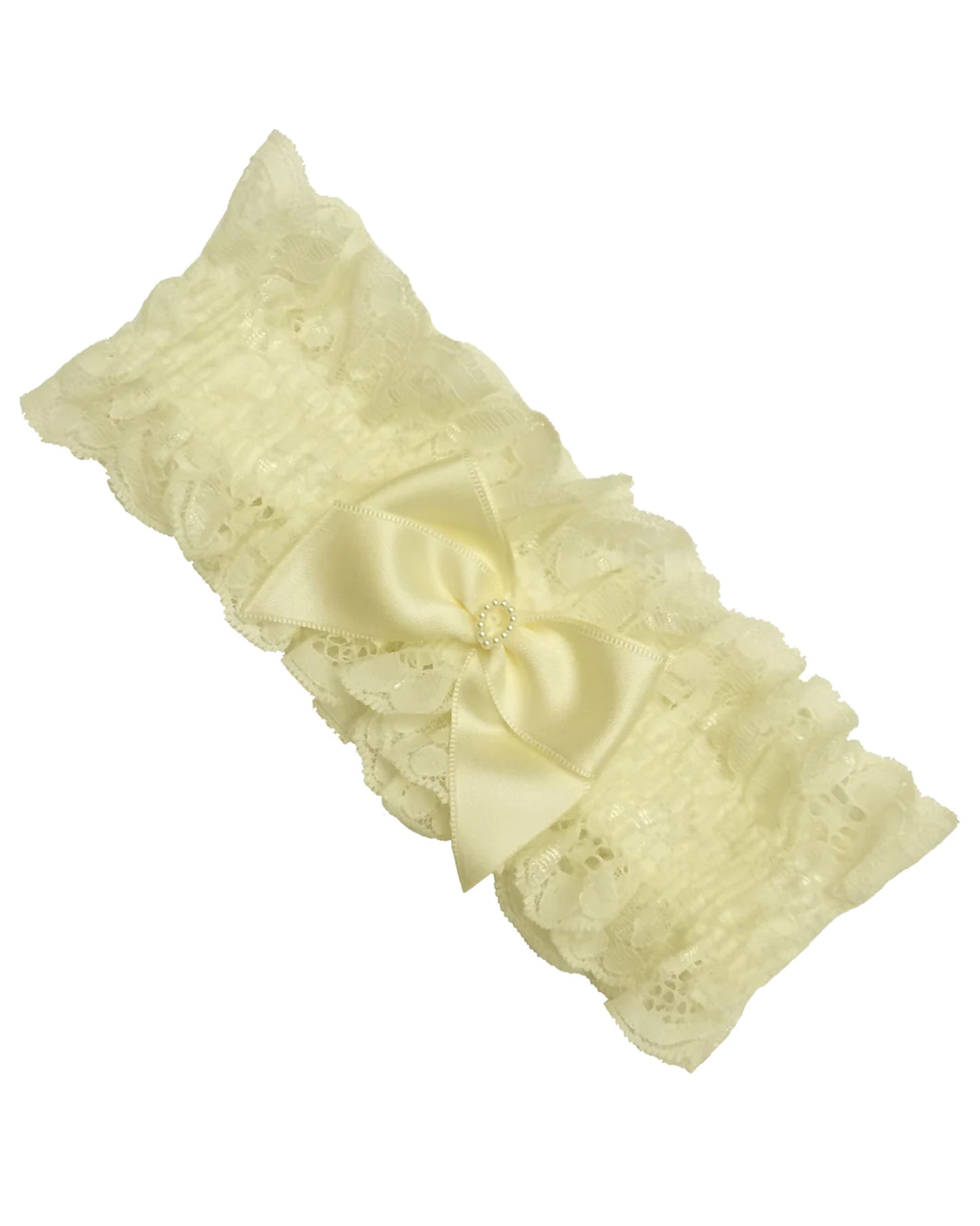 Trasparenze Tono Su Tono - ivory lace leg garter with satin bow
