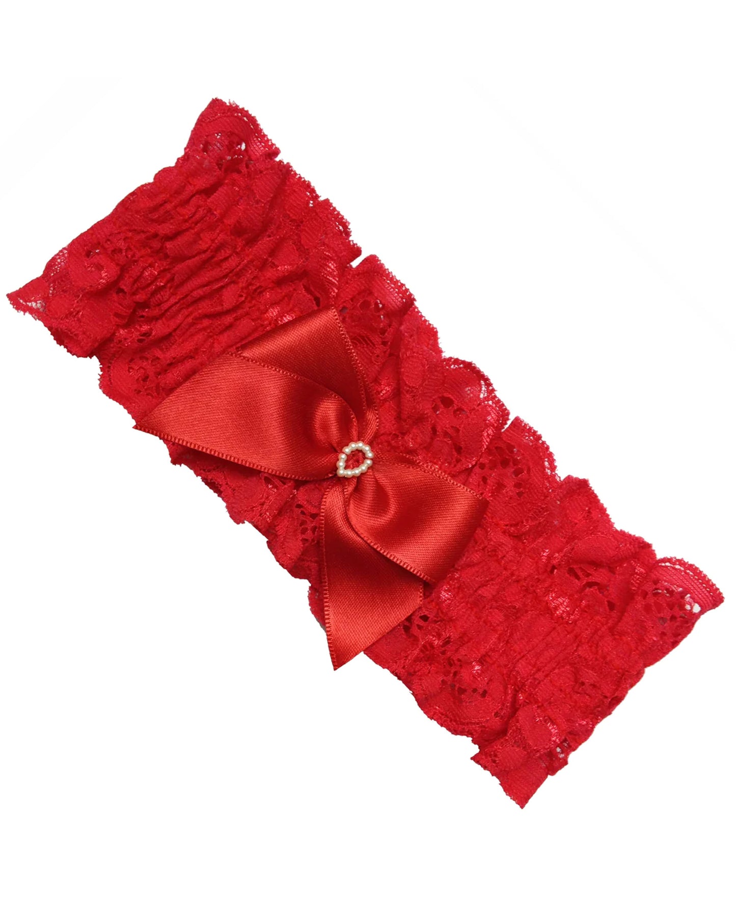 Trasparenze Tono Su Tono - lace leg garter with satin bow in red, ivory and white, perfect bridal legwear