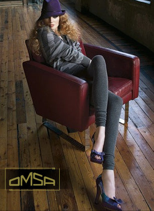 Omsa 3130 Evolution Pantacollant - cotton knitted footless tights with ruched scrunch cuff