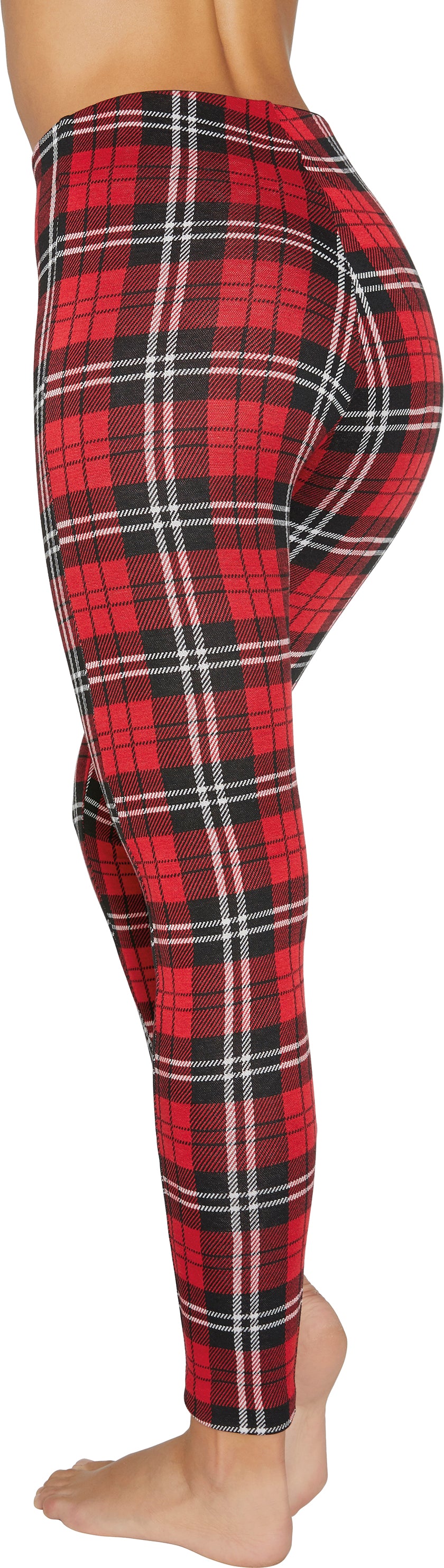 Ysabel Mora 70257 Tartan Treggings - Skinny classic red tartan stretch trouser leggings with high waist and front zip.