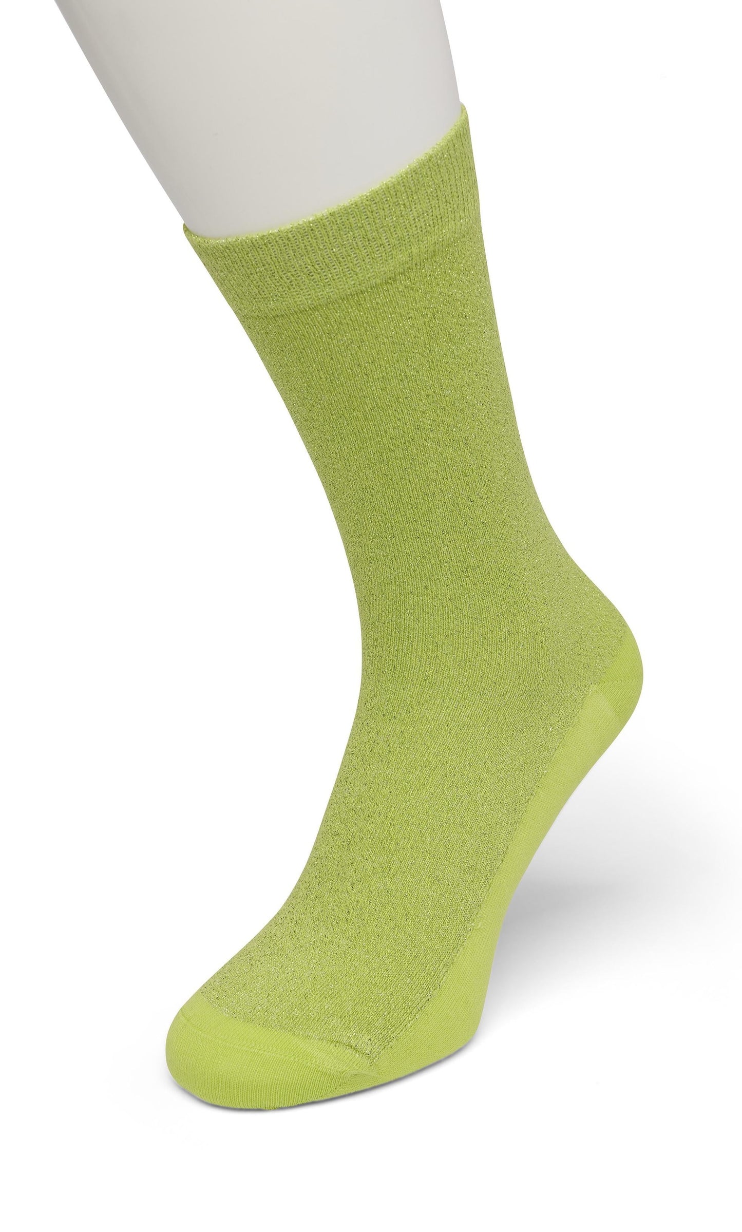 Bonnie Doon BP051138 Cotton Sparkle Socks - lime green socks with sparkly glitter lam̩ lurex
