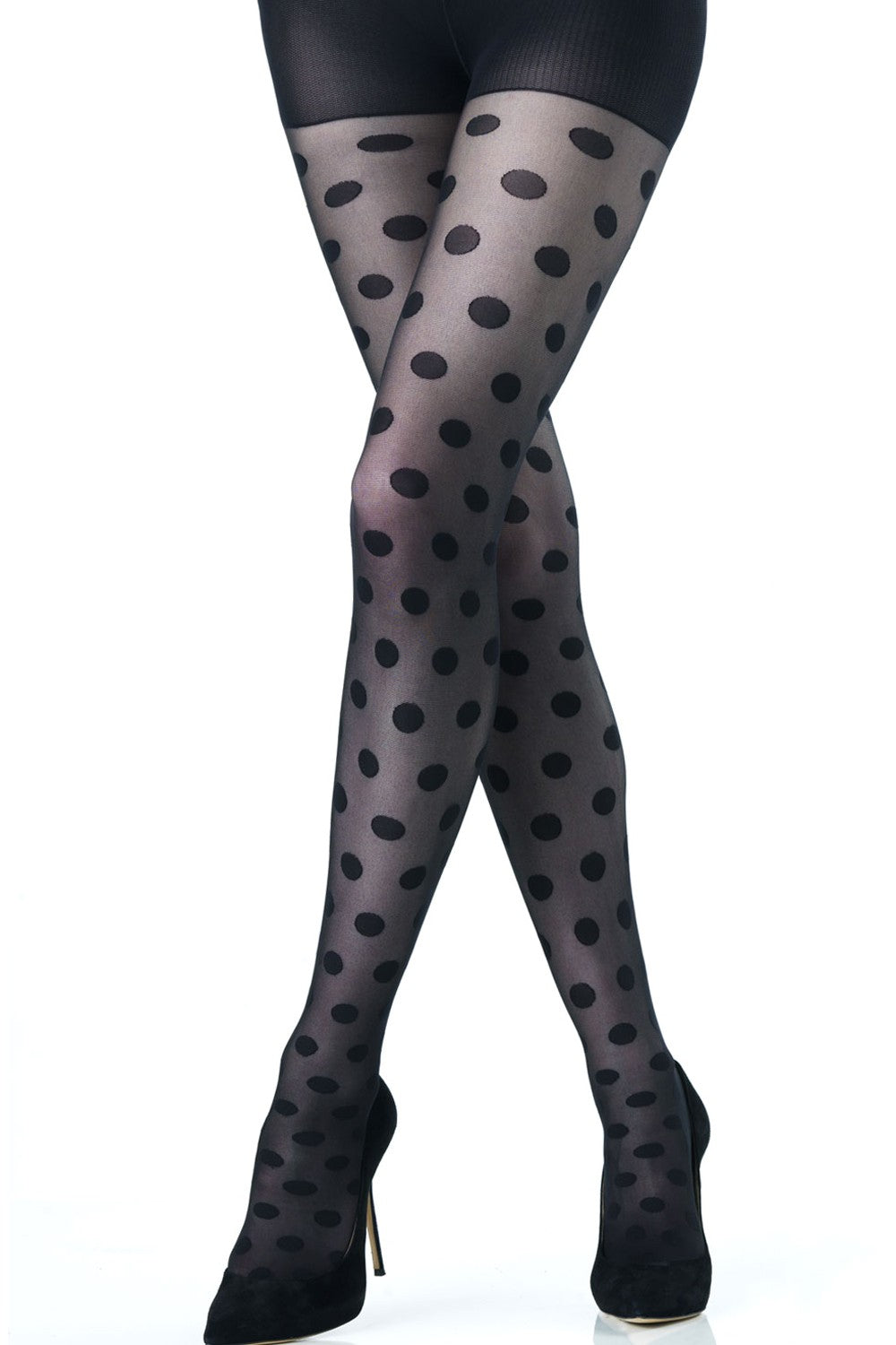 Emilio Cavallini Polka Dots Tights - Sheer black tights with spot pattern 