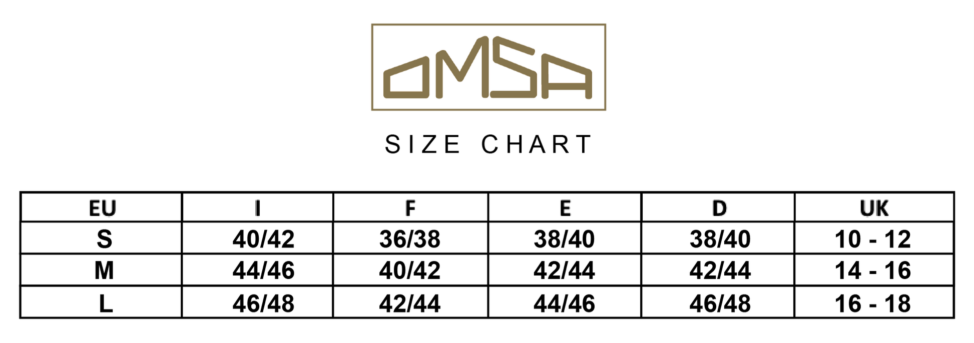 Omas Leggings Size Chart