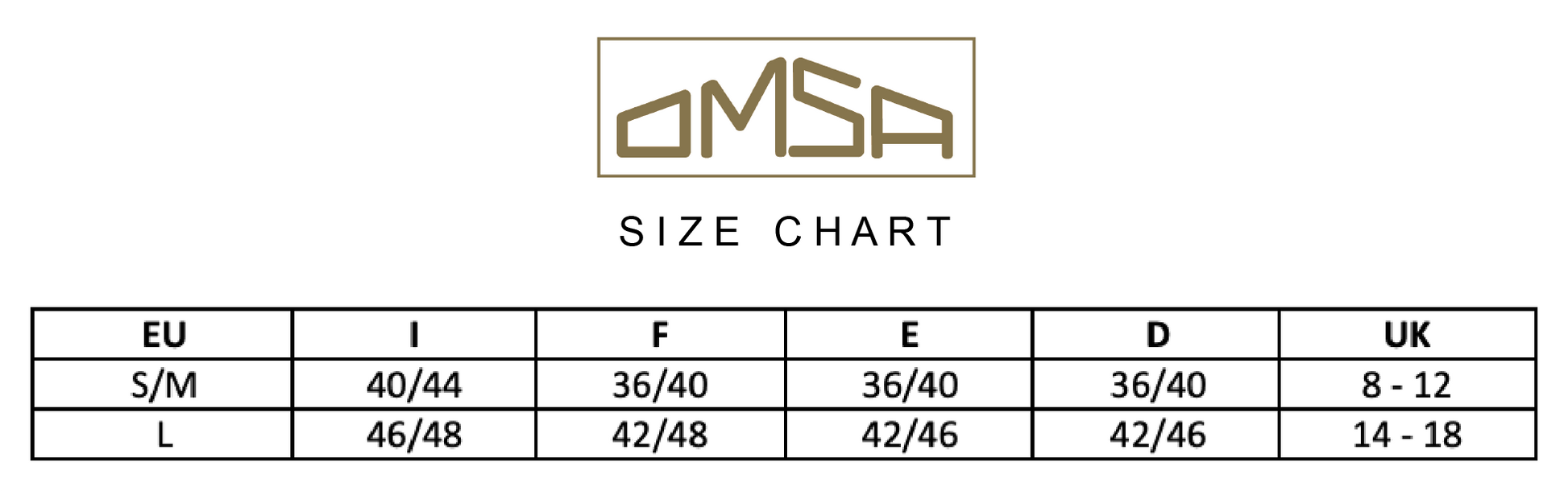 Omsa Smooth Leggings Size Chart