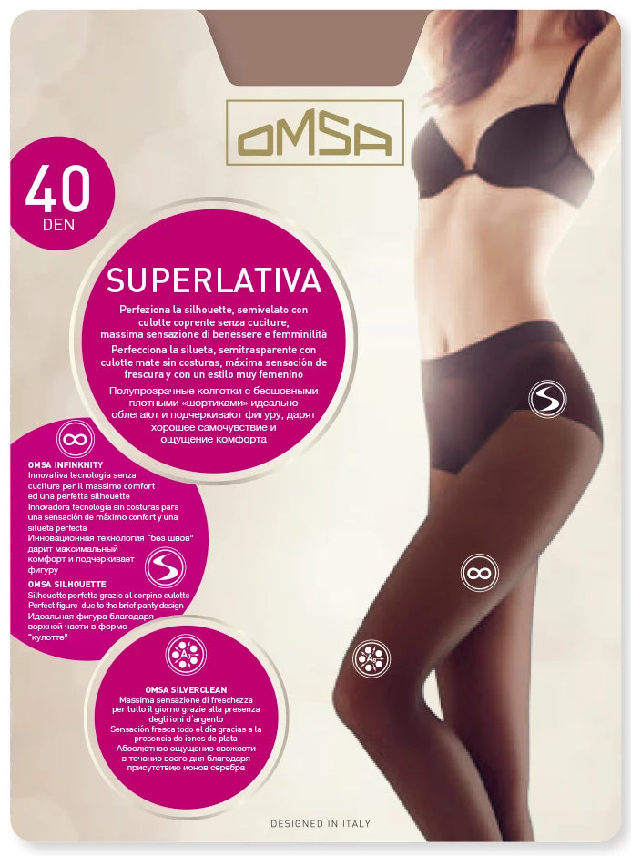 Omsa Superlative 40 - semi-opaque seamless tights in black and tan