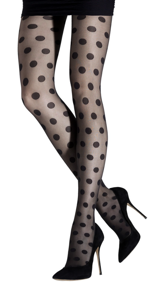 Emilio Cavallini Polka Dots Tights - Sheer black tights with spot pattern.