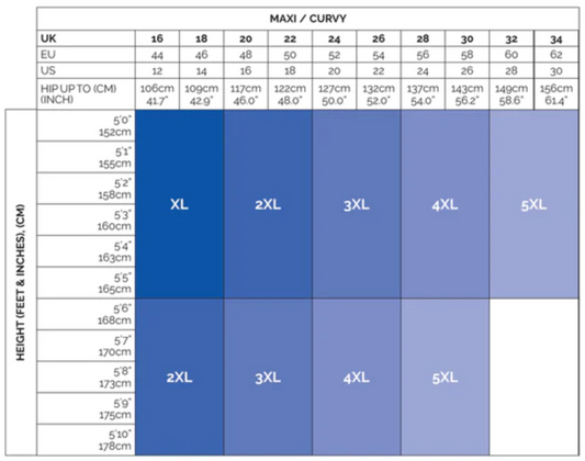 Pamela Mann - Curvy Plus Size Chart
