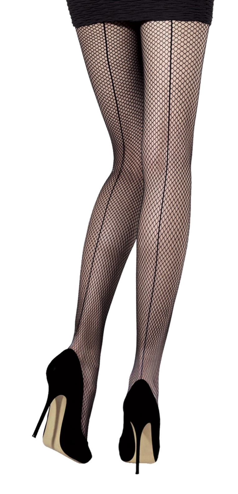 Emilio Cavallini Back Seam Fishnet Tights - Black classic fishnet tights with a back seam line.