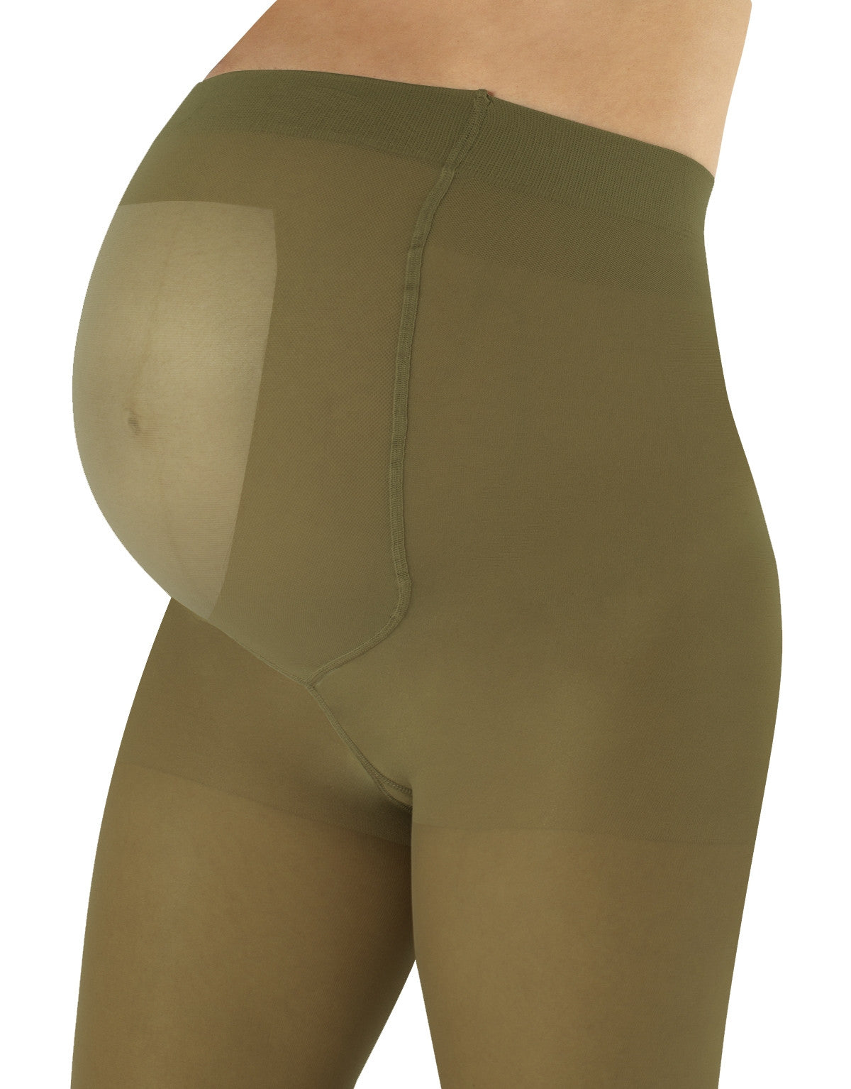 Calzitaly 100 Den Maternity Tights - Khaki olive green ultra opaque pregnancy tights with an extra panel and flat seam.