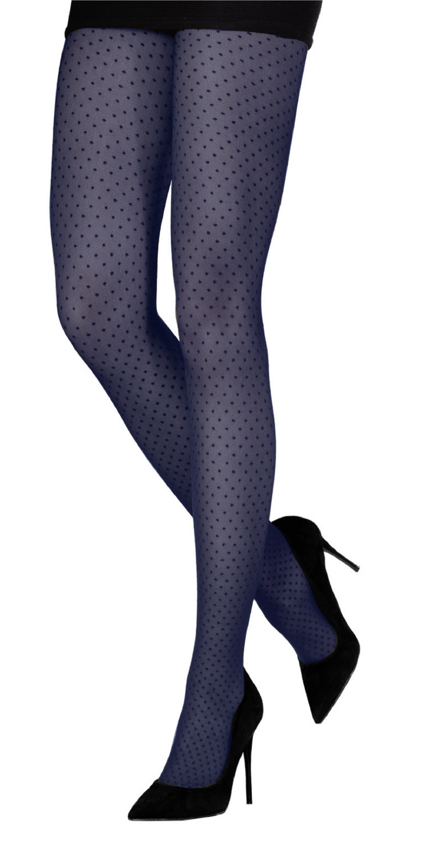 Emilio Cavallini 5619.1.88 All Over Dot Tights - navy micro mesh fashion tights with polka dot spot pattern