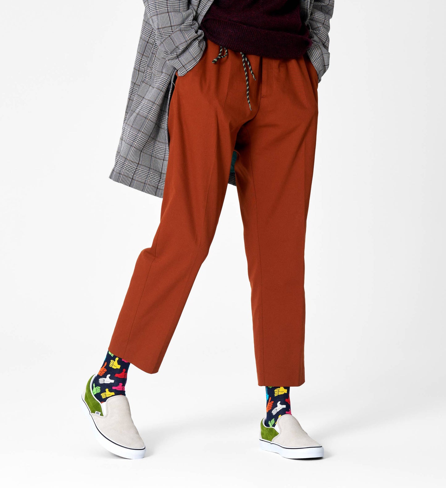 Happy Sock THU01-6500 Thumbs Up Sock - Dark navy cotton crew socks with multicoloured thumbs up pattern.