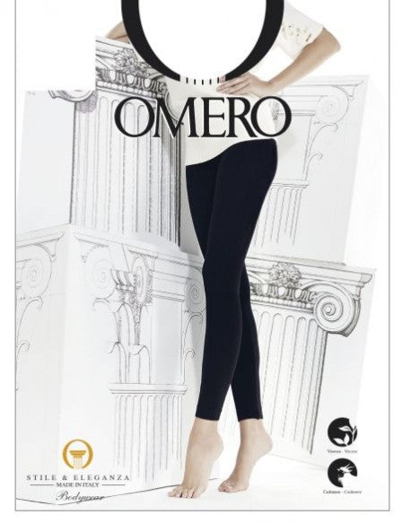 Omero SO070A1268 Cashmere Treggings - Black thermal leggings in soft viscose-cashmere mix, with a warm pile lining, seamless body and inside seam.